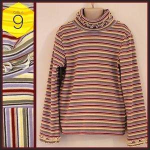 Striped cotton turtleneck lettuce-edged knit AUTUMN HIGHLANDS Gymboree Girl 9